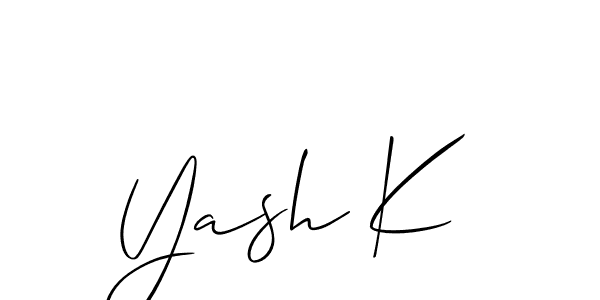 Design your own signature with our free online signature maker. With this signature software, you can create a handwritten (Allison_Script) signature for name Yash K. Yash K signature style 2 images and pictures png