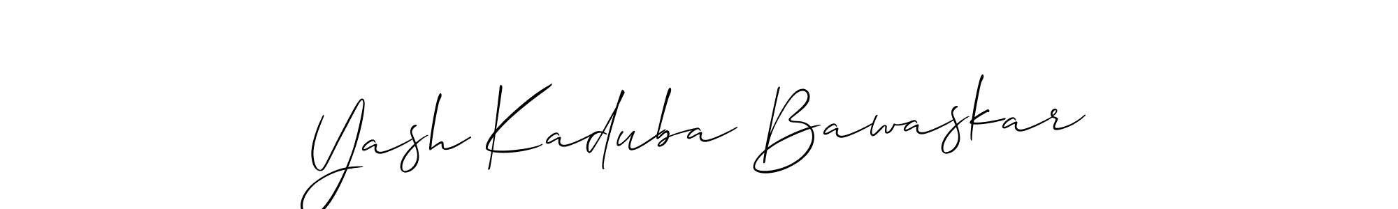 Allison_Script is a professional signature style that is perfect for those who want to add a touch of class to their signature. It is also a great choice for those who want to make their signature more unique. Get Yash Kaduba Bawaskar name to fancy signature for free. Yash Kaduba Bawaskar signature style 2 images and pictures png