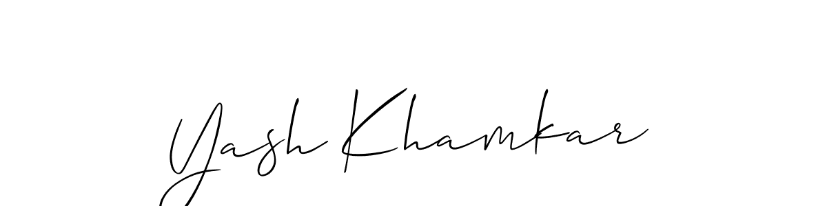 You should practise on your own different ways (Allison_Script) to write your name (Yash Khamkar) in signature. don't let someone else do it for you. Yash Khamkar signature style 2 images and pictures png
