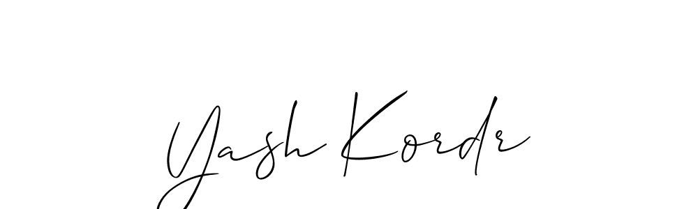 Yash Kordr stylish signature style. Best Handwritten Sign (Allison_Script) for my name. Handwritten Signature Collection Ideas for my name Yash Kordr. Yash Kordr signature style 2 images and pictures png