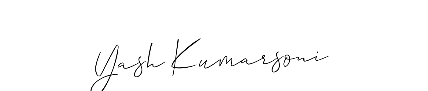 Also we have Yash Kumarsoni name is the best signature style. Create professional handwritten signature collection using Allison_Script autograph style. Yash Kumarsoni signature style 2 images and pictures png