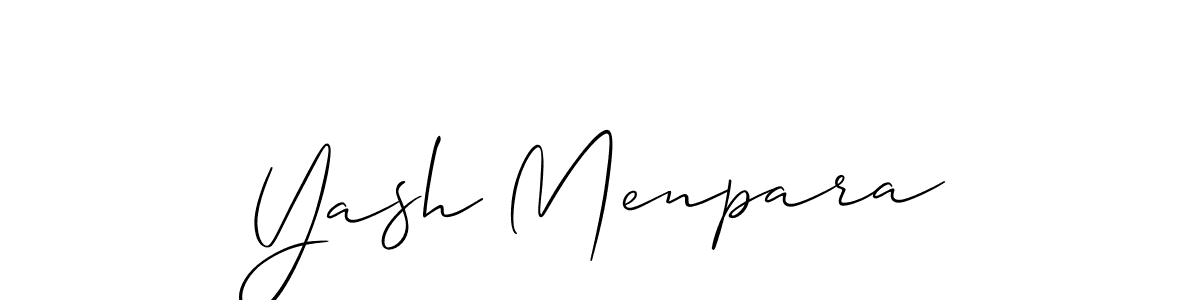 Create a beautiful signature design for name Yash Menpara. With this signature (Allison_Script) fonts, you can make a handwritten signature for free. Yash Menpara signature style 2 images and pictures png