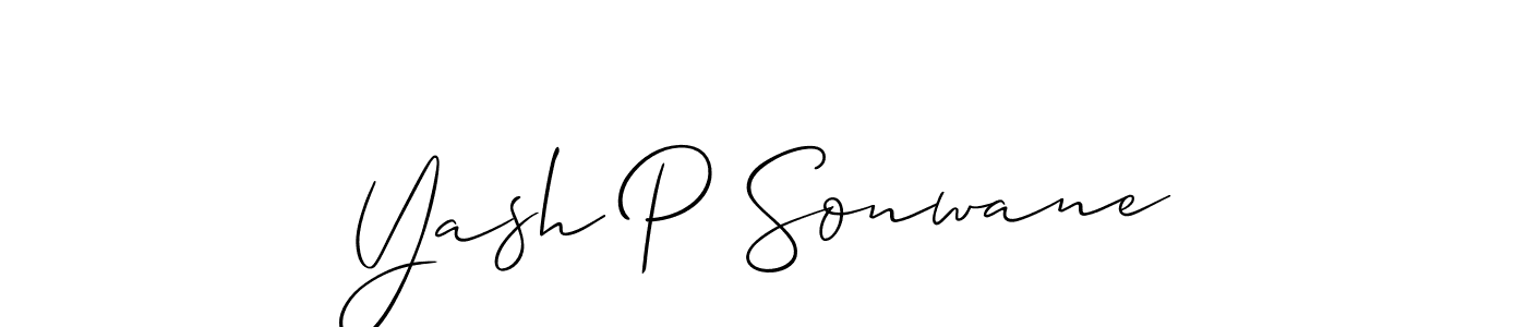 Design your own signature with our free online signature maker. With this signature software, you can create a handwritten (Allison_Script) signature for name Yash P Sonwane. Yash P Sonwane signature style 2 images and pictures png