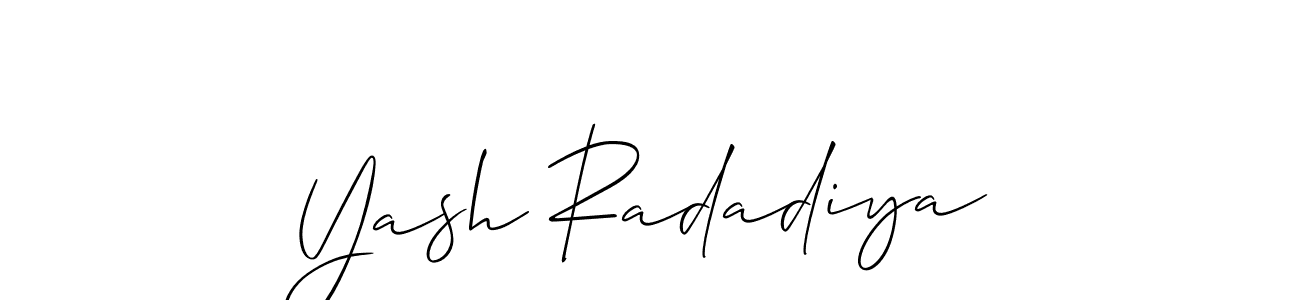 Also we have Yash Radadiya name is the best signature style. Create professional handwritten signature collection using Allison_Script autograph style. Yash Radadiya signature style 2 images and pictures png