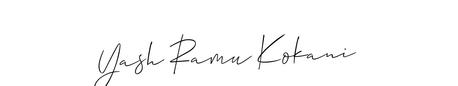 You should practise on your own different ways (Allison_Script) to write your name (Yash Ramu Kokani) in signature. don't let someone else do it for you. Yash Ramu Kokani signature style 2 images and pictures png