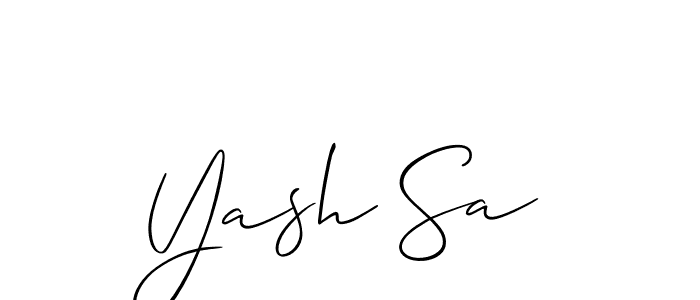 Use a signature maker to create a handwritten signature online. With this signature software, you can design (Allison_Script) your own signature for name Yash Sa. Yash Sa signature style 2 images and pictures png