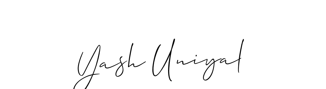 How to make Yash Uniyal name signature. Use Allison_Script style for creating short signs online. This is the latest handwritten sign. Yash Uniyal signature style 2 images and pictures png