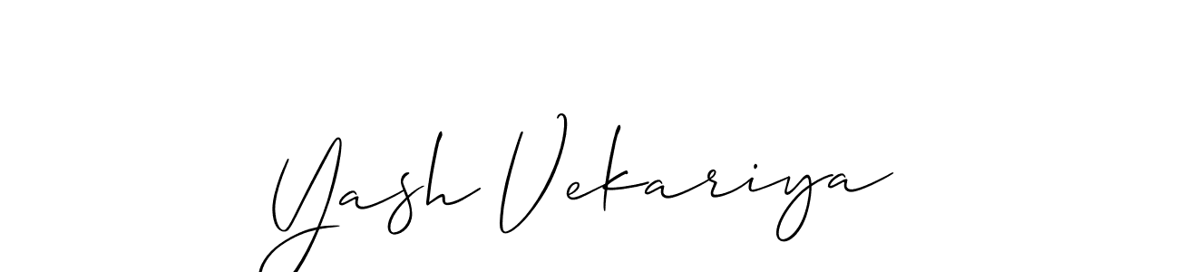 Yash Vekariya stylish signature style. Best Handwritten Sign (Allison_Script) for my name. Handwritten Signature Collection Ideas for my name Yash Vekariya. Yash Vekariya signature style 2 images and pictures png