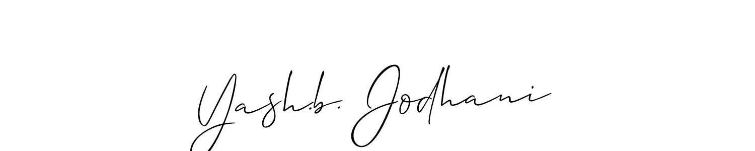 Make a beautiful signature design for name Yash.b. Jodhani. With this signature (Allison_Script) style, you can create a handwritten signature for free. Yash.b. Jodhani signature style 2 images and pictures png