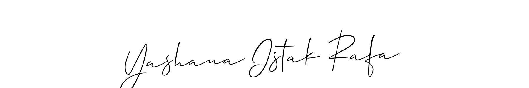 This is the best signature style for the Yashana Istak Rafa name. Also you like these signature font (Allison_Script). Mix name signature. Yashana Istak Rafa signature style 2 images and pictures png