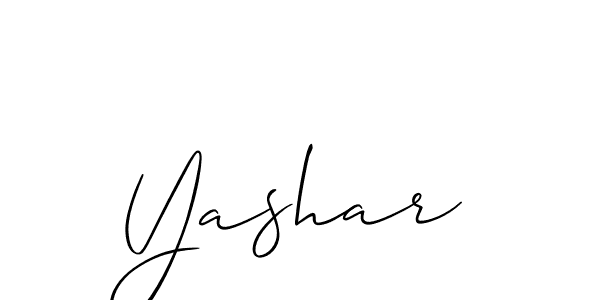 Use a signature maker to create a handwritten signature online. With this signature software, you can design (Allison_Script) your own signature for name Yashar. Yashar signature style 2 images and pictures png