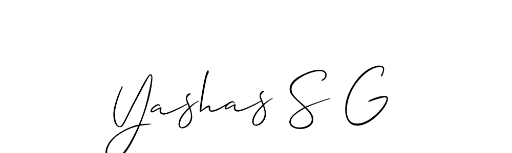 Allison_Script is a professional signature style that is perfect for those who want to add a touch of class to their signature. It is also a great choice for those who want to make their signature more unique. Get Yashas S G name to fancy signature for free. Yashas S G signature style 2 images and pictures png