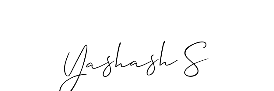 The best way (Allison_Script) to make a short signature is to pick only two or three words in your name. The name Yashash S include a total of six letters. For converting this name. Yashash S signature style 2 images and pictures png