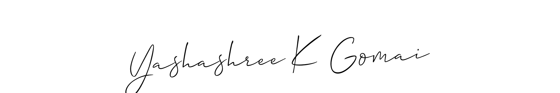 Make a beautiful signature design for name Yashashree K Gomai. With this signature (Allison_Script) style, you can create a handwritten signature for free. Yashashree K Gomai signature style 2 images and pictures png