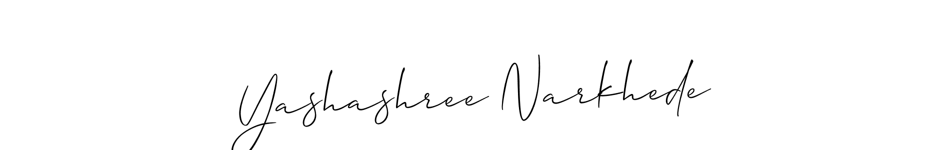 Also we have Yashashree Narkhede name is the best signature style. Create professional handwritten signature collection using Allison_Script autograph style. Yashashree Narkhede signature style 2 images and pictures png