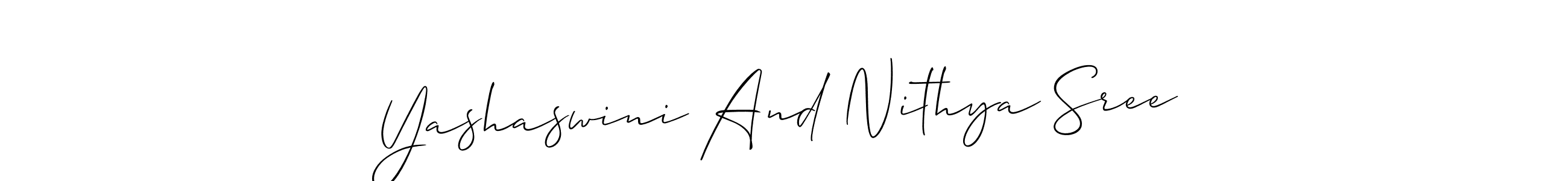 How to make Yashaswini And Nithya Sree signature? Allison_Script is a professional autograph style. Create handwritten signature for Yashaswini And Nithya Sree name. Yashaswini And Nithya Sree signature style 2 images and pictures png