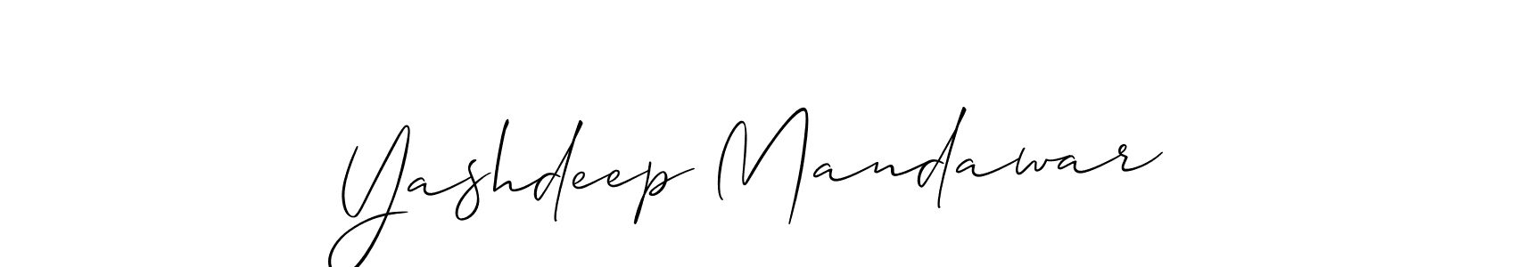 It looks lik you need a new signature style for name Yashdeep Mandawar. Design unique handwritten (Allison_Script) signature with our free signature maker in just a few clicks. Yashdeep Mandawar signature style 2 images and pictures png