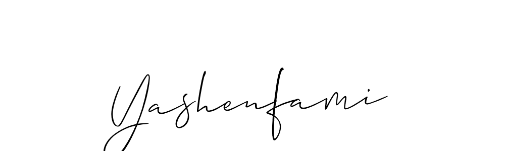 Use a signature maker to create a handwritten signature online. With this signature software, you can design (Allison_Script) your own signature for name Yashenfami. Yashenfami signature style 2 images and pictures png