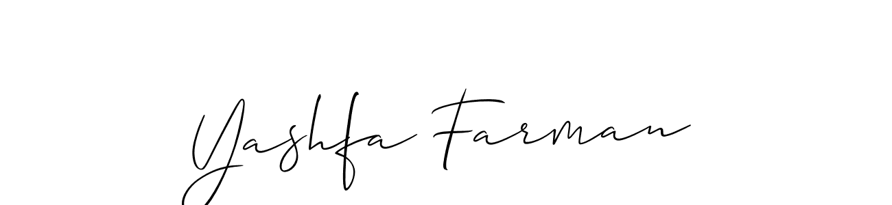 Create a beautiful signature design for name Yashfa Farman. With this signature (Allison_Script) fonts, you can make a handwritten signature for free. Yashfa Farman signature style 2 images and pictures png