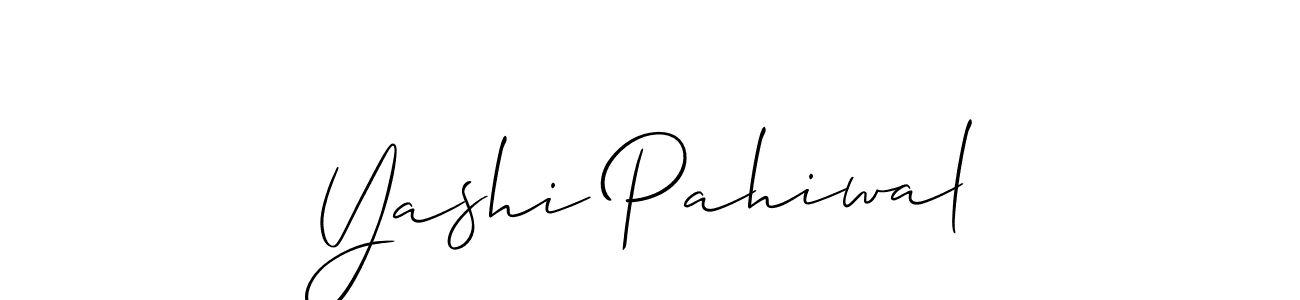 Allison_Script is a professional signature style that is perfect for those who want to add a touch of class to their signature. It is also a great choice for those who want to make their signature more unique. Get Yashi Pahiwal name to fancy signature for free. Yashi Pahiwal signature style 2 images and pictures png