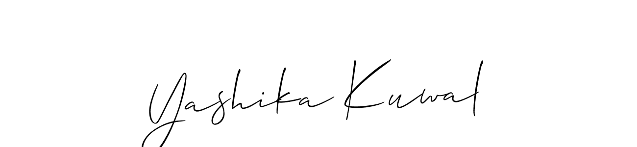 How to make Yashika Kuwal name signature. Use Allison_Script style for creating short signs online. This is the latest handwritten sign. Yashika Kuwal signature style 2 images and pictures png