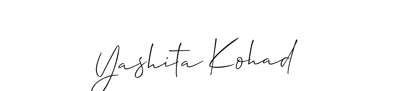 You should practise on your own different ways (Allison_Script) to write your name (Yashita Kohad) in signature. don't let someone else do it for you. Yashita Kohad signature style 2 images and pictures png