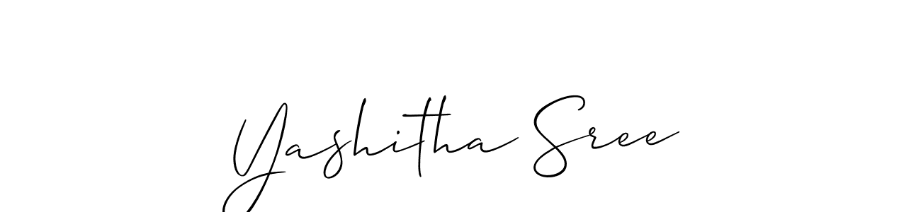 Make a short Yashitha Sree signature style. Manage your documents anywhere anytime using Allison_Script. Create and add eSignatures, submit forms, share and send files easily. Yashitha Sree signature style 2 images and pictures png