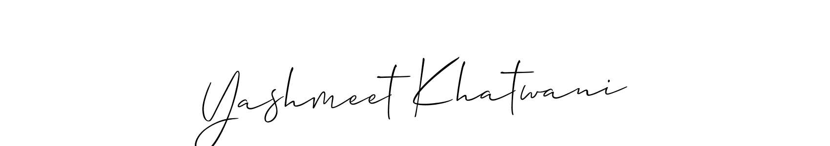 The best way (Allison_Script) to make a short signature is to pick only two or three words in your name. The name Yashmeet Khatwani include a total of six letters. For converting this name. Yashmeet Khatwani signature style 2 images and pictures png