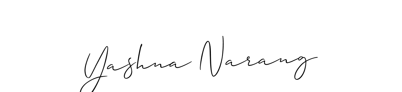 How to make Yashna Narang signature? Allison_Script is a professional autograph style. Create handwritten signature for Yashna Narang name. Yashna Narang signature style 2 images and pictures png