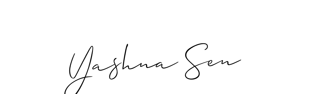 Create a beautiful signature design for name Yashna Sen. With this signature (Allison_Script) fonts, you can make a handwritten signature for free. Yashna Sen signature style 2 images and pictures png