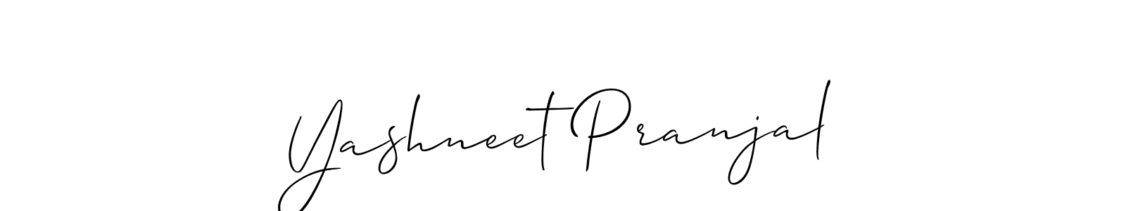 It looks lik you need a new signature style for name Yashneet Pranjal. Design unique handwritten (Allison_Script) signature with our free signature maker in just a few clicks. Yashneet Pranjal signature style 2 images and pictures png