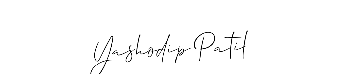 Create a beautiful signature design for name Yashodip Patil. With this signature (Allison_Script) fonts, you can make a handwritten signature for free. Yashodip Patil signature style 2 images and pictures png