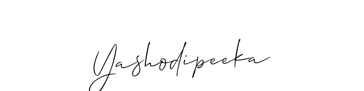 Create a beautiful signature design for name Yashodipeeka. With this signature (Allison_Script) fonts, you can make a handwritten signature for free. Yashodipeeka signature style 2 images and pictures png