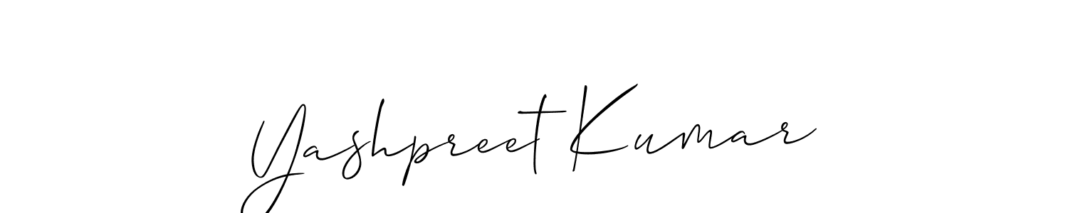 It looks lik you need a new signature style for name Yashpreet Kumar. Design unique handwritten (Allison_Script) signature with our free signature maker in just a few clicks. Yashpreet Kumar signature style 2 images and pictures png