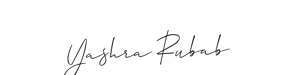 Make a beautiful signature design for name Yashra Rubab. With this signature (Allison_Script) style, you can create a handwritten signature for free. Yashra Rubab signature style 2 images and pictures png