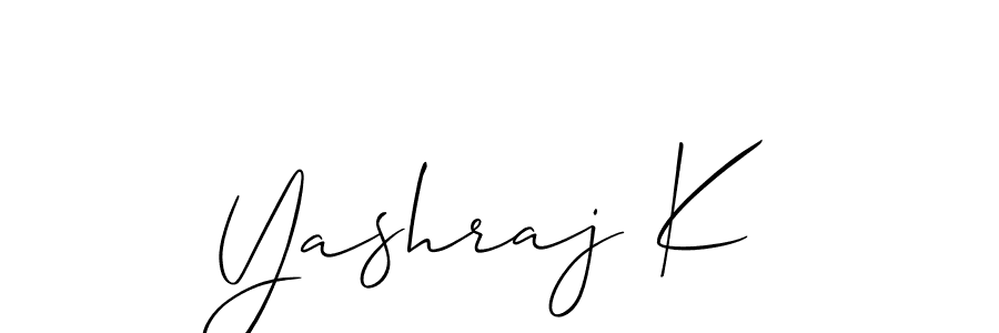 Use a signature maker to create a handwritten signature online. With this signature software, you can design (Allison_Script) your own signature for name Yashraj K. Yashraj K signature style 2 images and pictures png