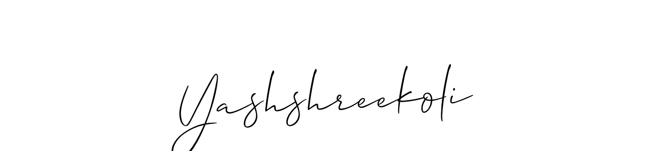 Also we have Yashshreekoli name is the best signature style. Create professional handwritten signature collection using Allison_Script autograph style. Yashshreekoli signature style 2 images and pictures png