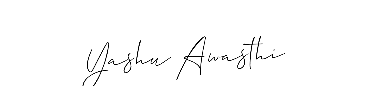 You should practise on your own different ways (Allison_Script) to write your name (Yashu Awasthi) in signature. don't let someone else do it for you. Yashu Awasthi signature style 2 images and pictures png