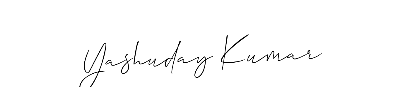 You should practise on your own different ways (Allison_Script) to write your name (Yashuday Kumar) in signature. don't let someone else do it for you. Yashuday Kumar signature style 2 images and pictures png