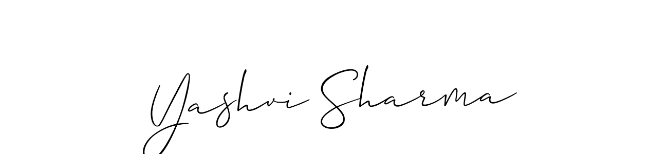 The best way (Allison_Script) to make a short signature is to pick only two or three words in your name. The name Yashvi Sharma include a total of six letters. For converting this name. Yashvi Sharma signature style 2 images and pictures png