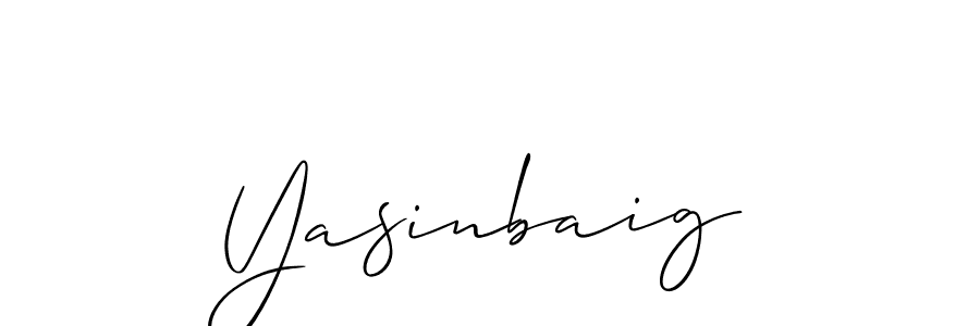 Make a beautiful signature design for name Yasinbaig. With this signature (Allison_Script) style, you can create a handwritten signature for free. Yasinbaig signature style 2 images and pictures png