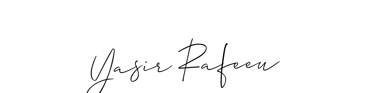 The best way (Allison_Script) to make a short signature is to pick only two or three words in your name. The name Yasir Rafeeu include a total of six letters. For converting this name. Yasir Rafeeu signature style 2 images and pictures png