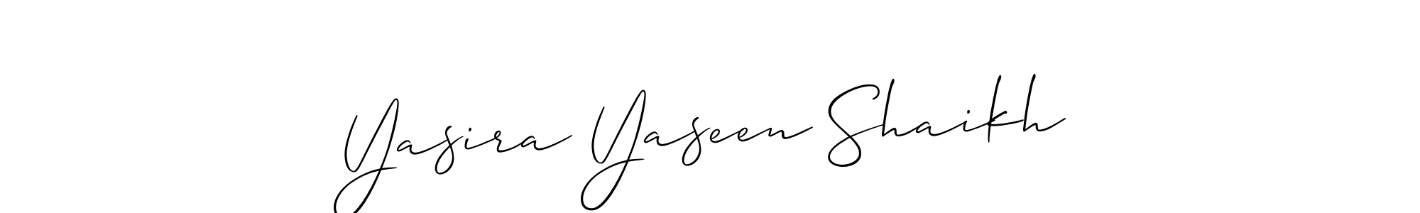 You should practise on your own different ways (Allison_Script) to write your name (Yasira Yaseen Shaikh) in signature. don't let someone else do it for you. Yasira Yaseen Shaikh signature style 2 images and pictures png