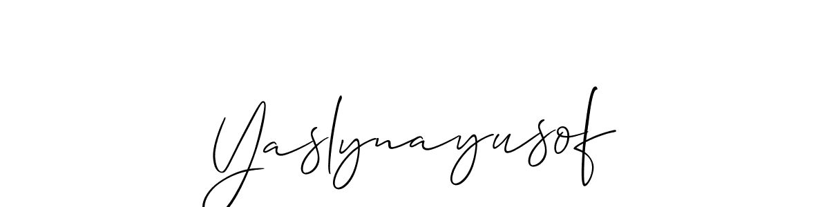 Allison_Script is a professional signature style that is perfect for those who want to add a touch of class to their signature. It is also a great choice for those who want to make their signature more unique. Get Yaslynayusof name to fancy signature for free. Yaslynayusof signature style 2 images and pictures png