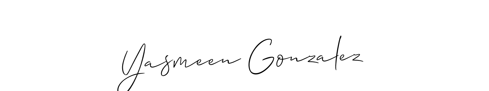 How to make Yasmeen Gonzalez name signature. Use Allison_Script style for creating short signs online. This is the latest handwritten sign. Yasmeen Gonzalez signature style 2 images and pictures png