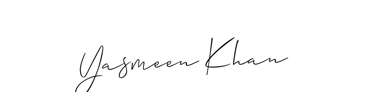 Make a beautiful signature design for name Yasmeen Khan. With this signature (Allison_Script) style, you can create a handwritten signature for free. Yasmeen Khan signature style 2 images and pictures png