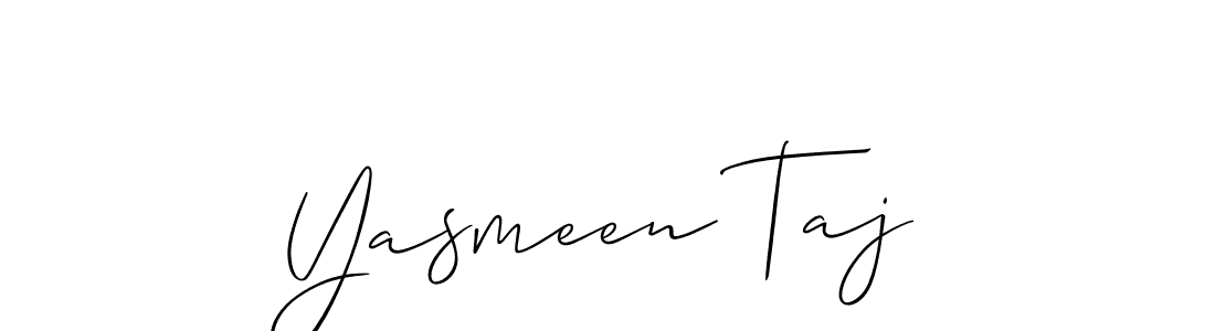Design your own signature with our free online signature maker. With this signature software, you can create a handwritten (Allison_Script) signature for name Yasmeen Taj. Yasmeen Taj signature style 2 images and pictures png