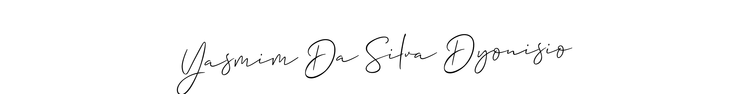 Make a beautiful signature design for name Yasmim Da Silva Dyonisio. With this signature (Allison_Script) style, you can create a handwritten signature for free. Yasmim Da Silva Dyonisio signature style 2 images and pictures png