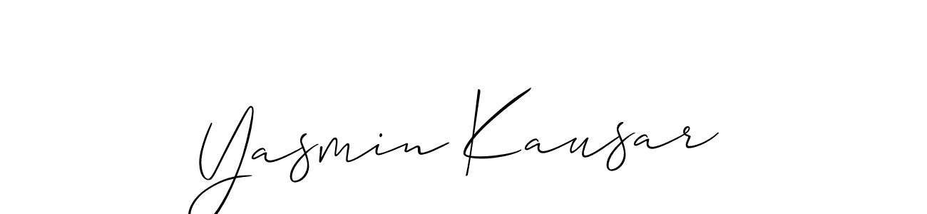 Create a beautiful signature design for name Yasmin Kausar. With this signature (Allison_Script) fonts, you can make a handwritten signature for free. Yasmin Kausar signature style 2 images and pictures png