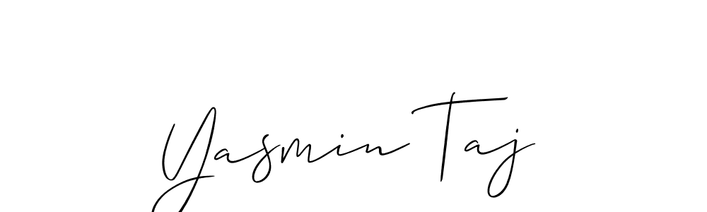 Use a signature maker to create a handwritten signature online. With this signature software, you can design (Allison_Script) your own signature for name Yasmin Taj. Yasmin Taj signature style 2 images and pictures png